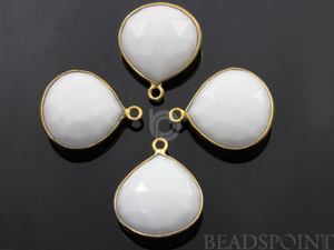 White Onyx Faceted Heart Shape Bezel, (BZC7046) - Beadspoint