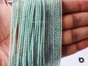 Aqua Chalcedony Micro Faceted Rondelle Beads, (AQUA-2.5FRNDL) - Beadspoint