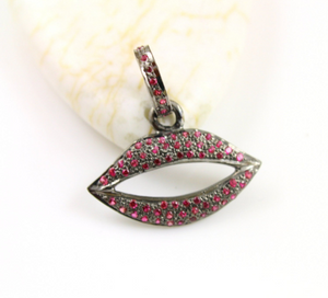 Pave Ruby Lips Charm, (DCH-97) - Beadspoint