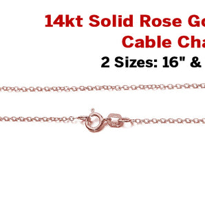 14KT Rose Gold Cable Chain, 1.4 mm, (6-14KT-Cable )