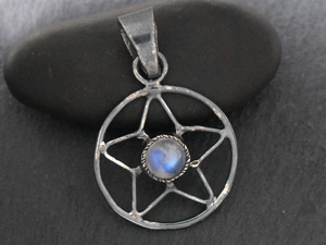 Sterling Silver Celestial Star w/ Rainbow Moonstone -- (SP-5285) - Beadspoint
