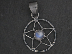 Sterling Silver Celestial Star w/ Rainbow Moonstone -- (SP-5285) - Beadspoint