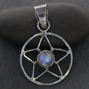 Sterling Silver Celestial Star w/ Rainbow Moonstone -- (SP-5285) - Beadspoint