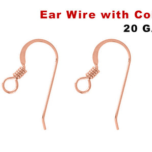 Rose Gold Filled Flat Ear Wire with Coil (RG/306)