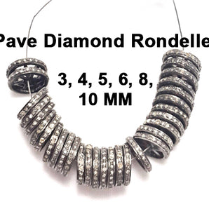 Pave Diamond Roundel Spacer, (DF/RND) - Beadspoint