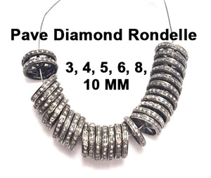 Pave Diamond Roundel Spacer, (DF/RND) - Beadspoint
