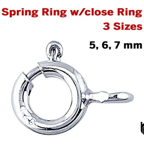 Sterling Silver Spring Ring w/Closed Ring Clasp, (SS/840/C)