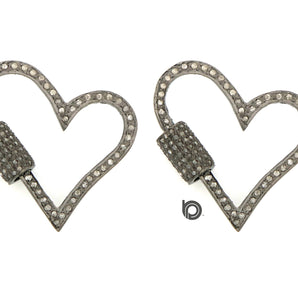 Pave Diamond Heart Screw Lobster Clasp, (DC-66-F) - Beadspoint