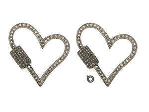 Pave Diamond Heart Screw Lobster Clasp, (DC-66-F) - Beadspoint