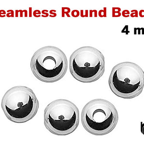 Sterling Silver Seamless Round Beads, 50 Pcs 4 mm, Wholesale Price, (SS/2000/4)