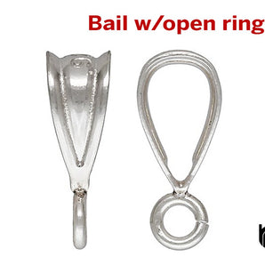 2 Pcs,Sterling Silver Small Bail w/Open Parallel Ring, AT, (SS-1013)