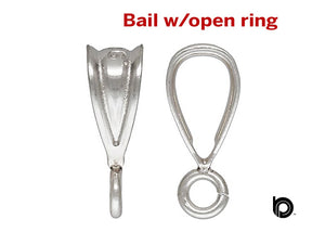2 Pcs,Sterling Silver Small Bail w/Open Parallel Ring, AT, (SS-1013)