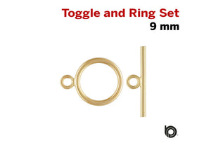 1 Set, 14K Gold Filled Toggle and ring Set, 9 mm, Clasp Set, (GF-758-9)