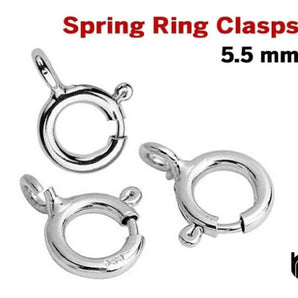 Sterling Silver Spring Ring Clasps, 5.5 mm, 5 Pcs, (SS/840/5.5)