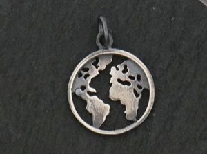 Sterling Silver World Map Pendant, -- (AF-258) - Beadspoint