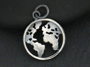 Sterling Silver World Map Pendant, -- (AF-258) - Beadspoint