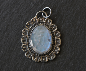 Sterling Silver Aquamarine Artisan Handmade Pendant,  (SP-5201) - Beadspoint