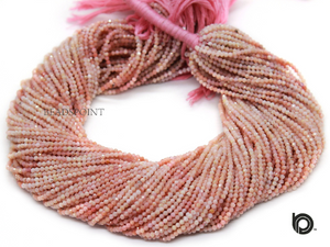 Pink Opal Roundel Micro Faceted Rondelle Beads, (PINKOPAL-2RNDL) - Beadspoint