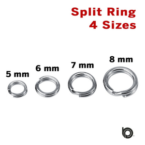 Sterling Silver Split Ring, 4 Sizes, (SS/750) - Beadspoint