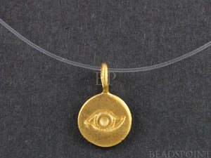 24K Gold Vermeil Over Sterling Silver Evil Eye Charm-- VM/CH2/CR1 - Beadspoint