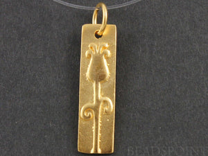 24K Gold Vermeil Over Sterling Silver Tulip in Rectangle Charm-- VM/CH4/CR57 - Beadspoint