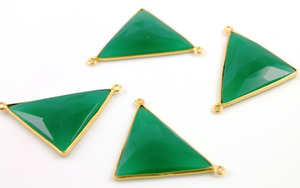 Green Onyx Arrow Head/Triangle Bezel, (BZC9016/GNX) - Beadspoint