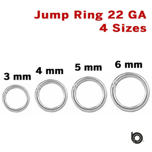 Sterling Silver 22 GA Round Jump Ring, 4 Sizes, (SS/JR22) - Beadspoint