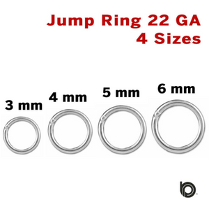 Sterling Silver 22 GA Round Jump Ring, 4 Sizes, (SS/JR22) - Beadspoint