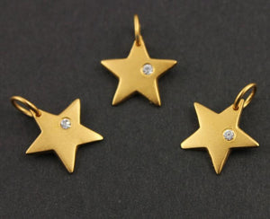 24K Gold Vermeil over Sterling Silver Star Charm -- VM/CH5/CR30 - Beadspoint
