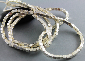 Karen Hill Tribe Square Silver Bar Beads, (8009-TH) - Beadspoint