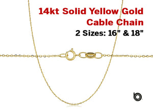 14KT Yellow Gold Cable Chain, 1.4 mm, (7-14KT-Cable )