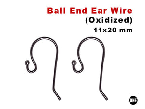 Sterling Silver Oxidized Handmade Artisan Ball End Earwire, 22GA Wire (OX-707)