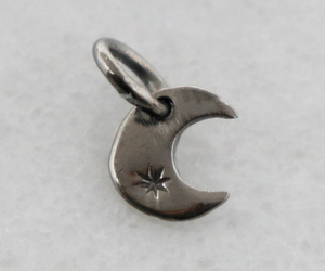 Sterling Silver Crescent Moon Star Charm -- (AF-127) - Beadspoint