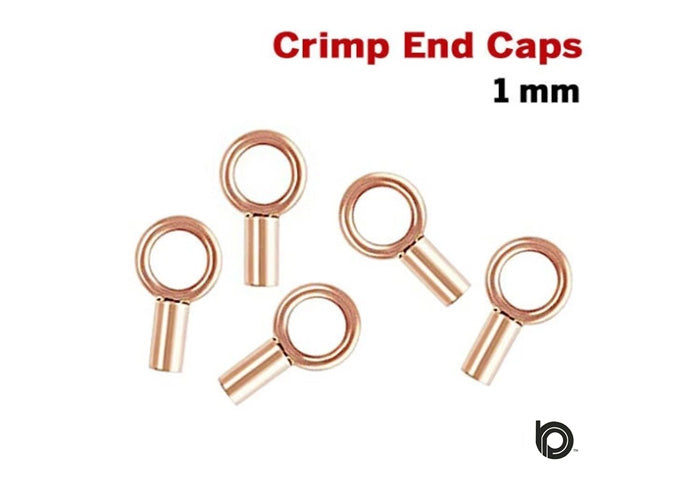 14K Gold Filled Leather Cord End Caps, Gold Filled Crimp Ends