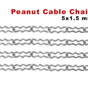 Sterling Silver Peanut Chain, 5x1.5 mm, (SS-099)