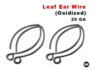 Sterling Silver Oxidized Handmade Artisan Large Leaf Earwire, 22GA Wire (OX-724)