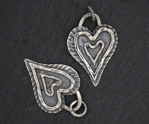 Sterling Silver Artisan Trio Heart Charm -- (AF-190) - Beadspoint