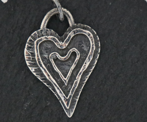 Sterling Silver Artisan Trio Heart Charm -- (AF-190) - Beadspoint