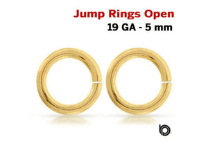 14K Gold Filled Open Jump Rings, 19ga, 5 mm, 10 Pcs, (GF/JR19/5O)