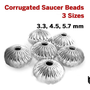 Sterling Silver Corrugated Saucer Beads, (SS/2022)