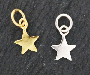 6 Pcs, Sterling Silver Star Charm - (HT-8163) - Beadspoint