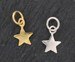 6 Pcs, Sterling Silver Star Charm - (HT-8163) - Beadspoint