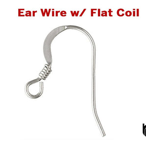 Sterling Silver Ear Wire w/ Flat Coil, (SS/696)