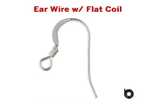 Sterling Silver Ear Wire w/ Flat Coil, (SS/696)