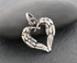 Sterling Silver Artisan Angel Wing Heart Charm, (AF-945)