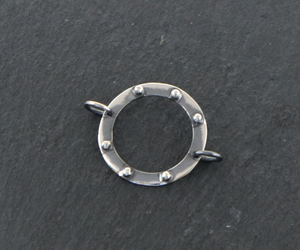 Sterling Silver Artisan Dotted Circle Connector -- (AF-192) - Beadspoint
