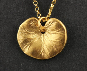 24K Gold Vermeil Over Sterling Silver Leaf Lotus Charm -- VM/CH4/CR89 - Beadspoint