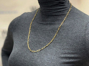 14K Solid Gold Paperclip Chain Necklace, (14k-2505F(2))