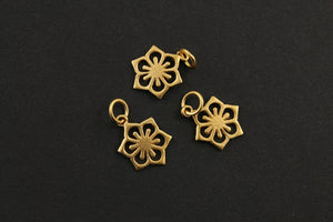 24K Gold Vermeil Over Sterling Silver Flower Charm -- VM/CH4/CR80 - Beadspoint