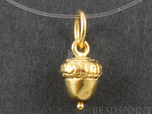 24K Gold Vermeil Over Sterling Silver Acorn Charm -- VM/CH4/CR28 - Beadspoint